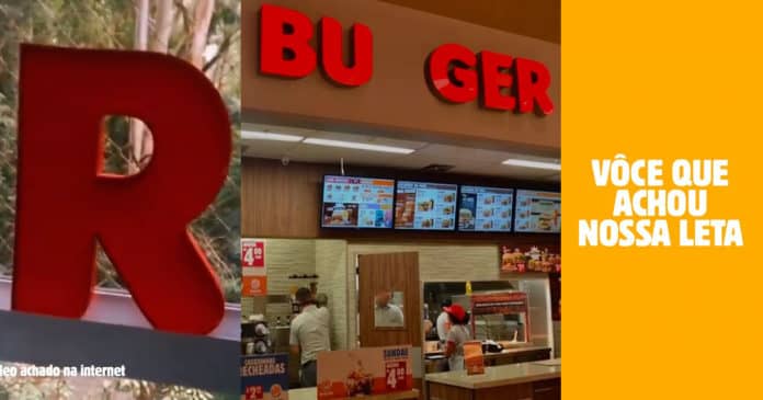 Imagem de partes do vídeo em que o Burguer King pede que TikToker devolva sua letra r